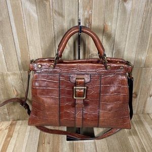 Fossil Vintage Revival Satchel Croc Embossed Leather